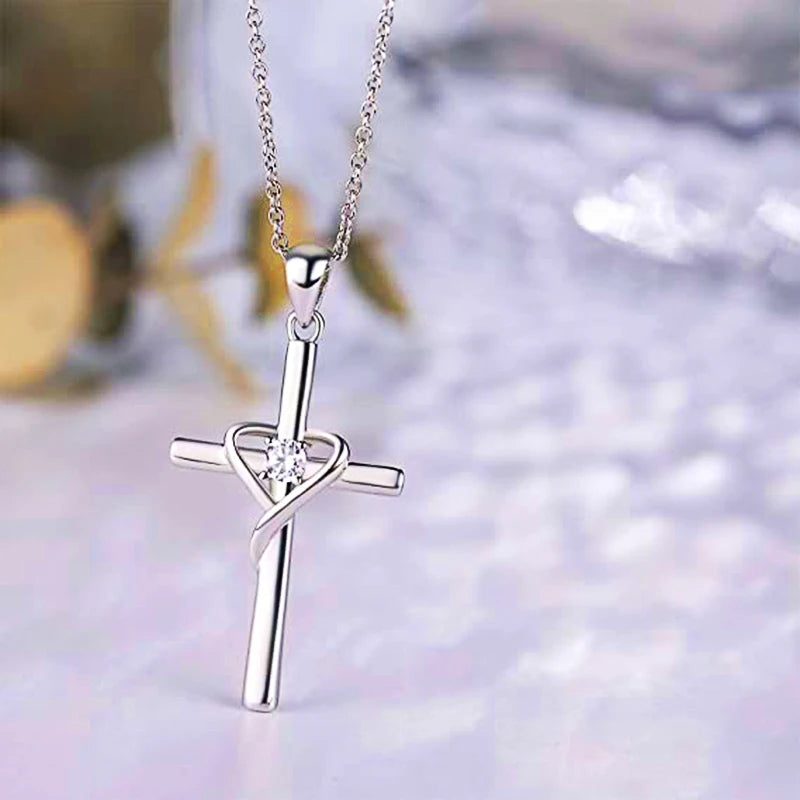 Trendy Necklace / Cross Pendant with Brilliant Diamond Zircon (gold & silver available)