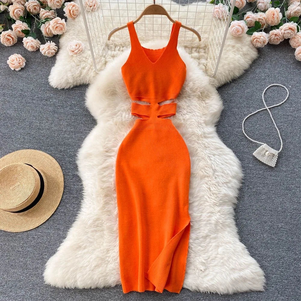 Fashion Dress Trendy Cut-Out Waist - Leg/Hip Split (6 Colors Available)