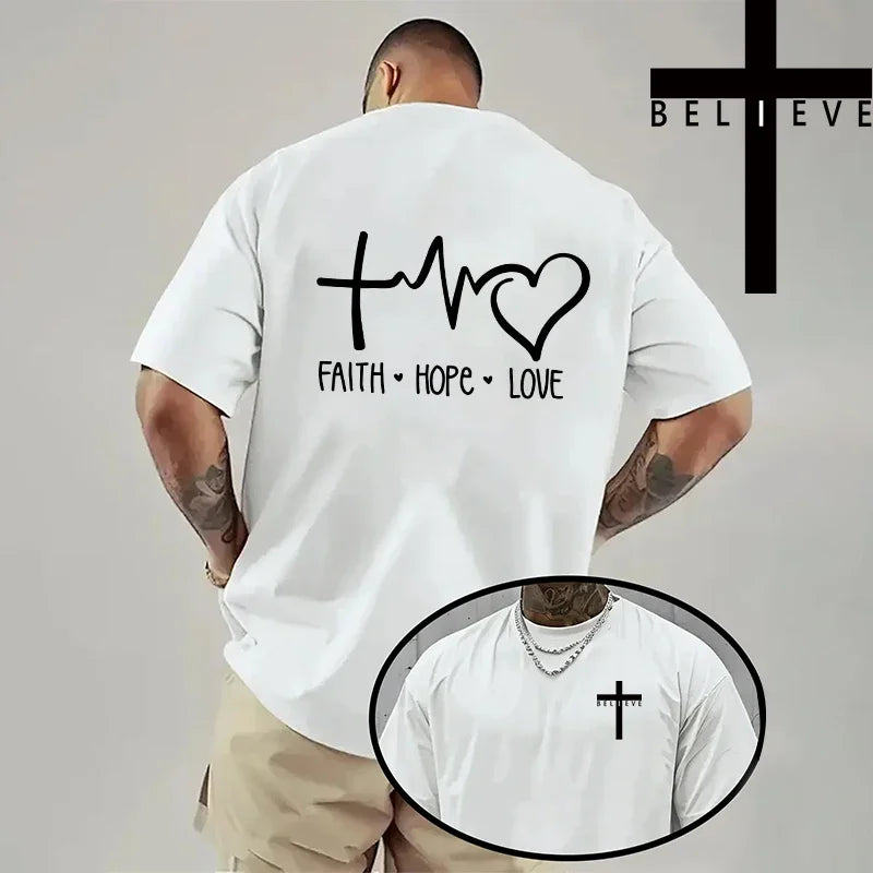 Trendy Religious T-shirt "Faith-Hope-Love" (2 colors available)