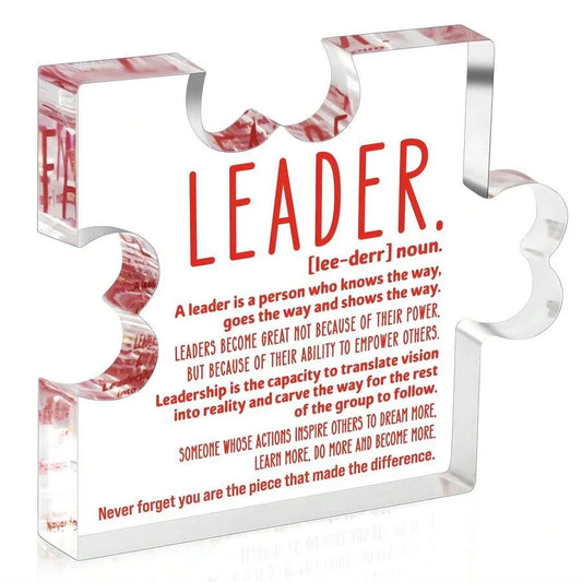 Beautiful Keepsake - Puzzle Shaped Acrylic Decor - "Leader"