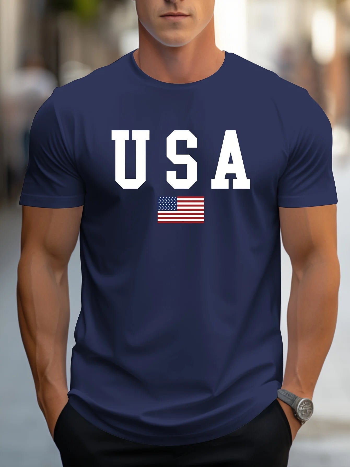 Casual T-shirt - USA & Flag