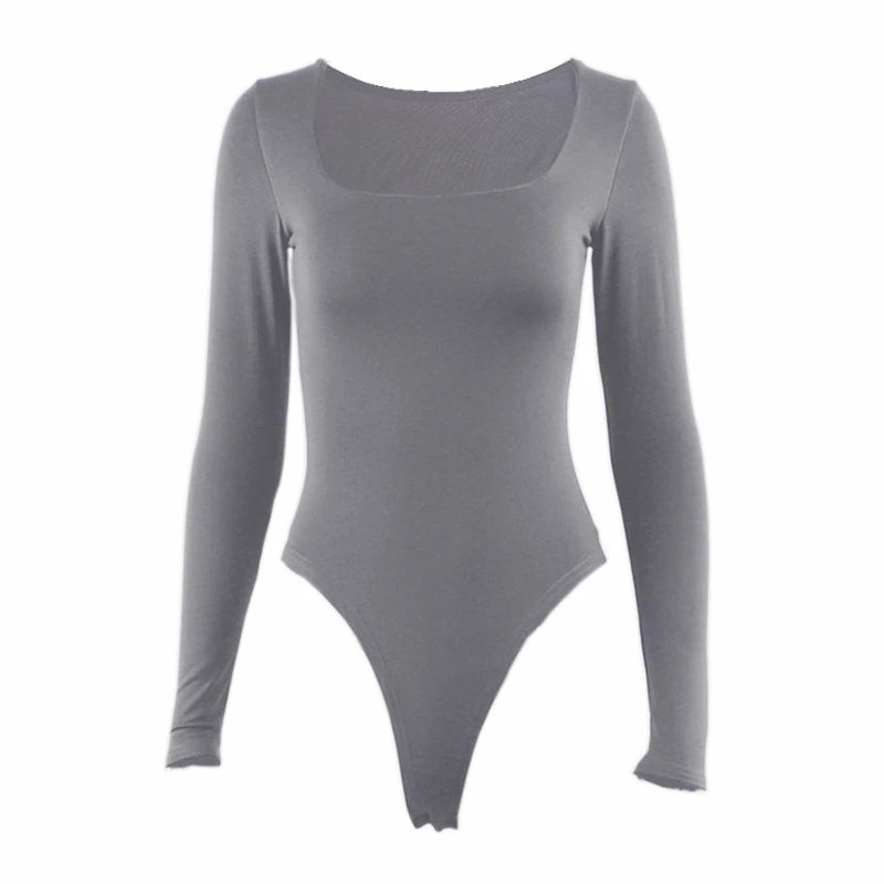 Long Sleeve Romper - Square-Cut Collar