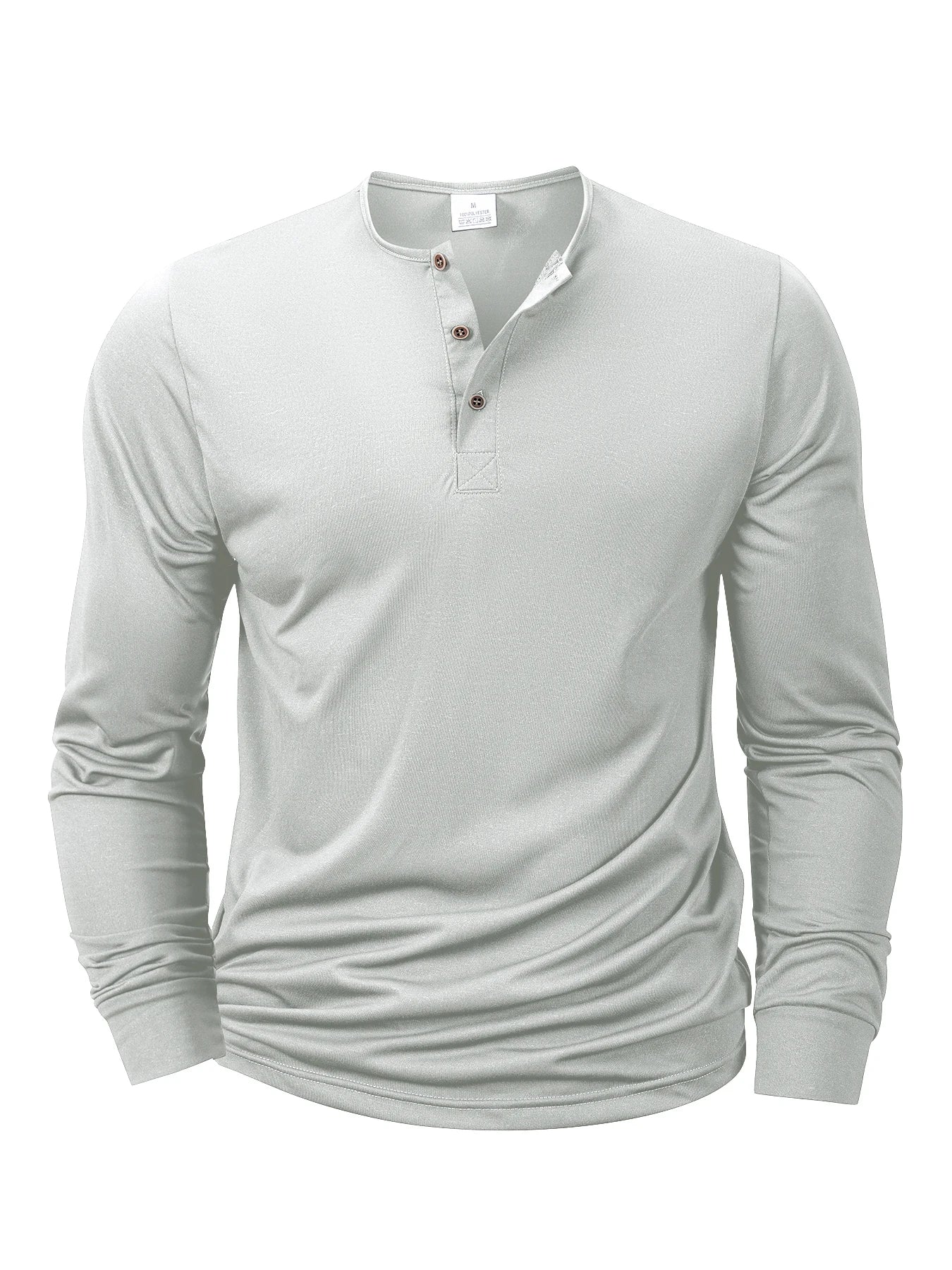 Mens Casual Long Sleeve Button Up V-Neck Shirt Comfortable Fit