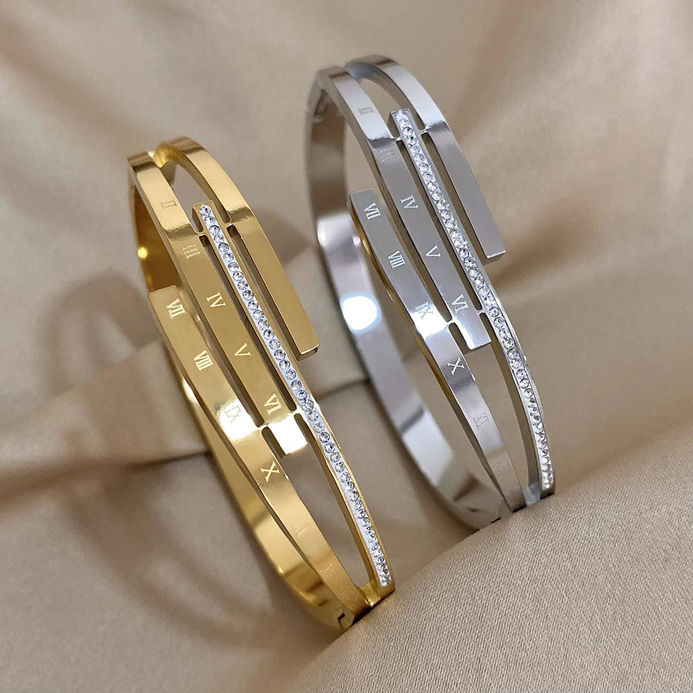 Chic Diamond Stainless Steel - Bracelets - Roman Numerals