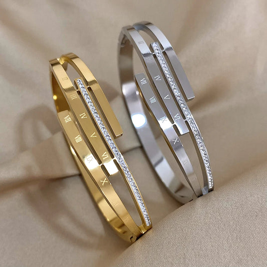 Chic Diamond Stainless Steel - Bracelets - Roman Numerals