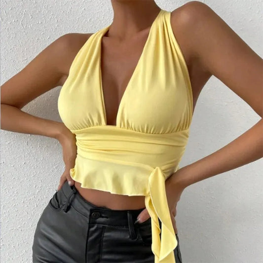 Sexy Pleated Top - V-neck