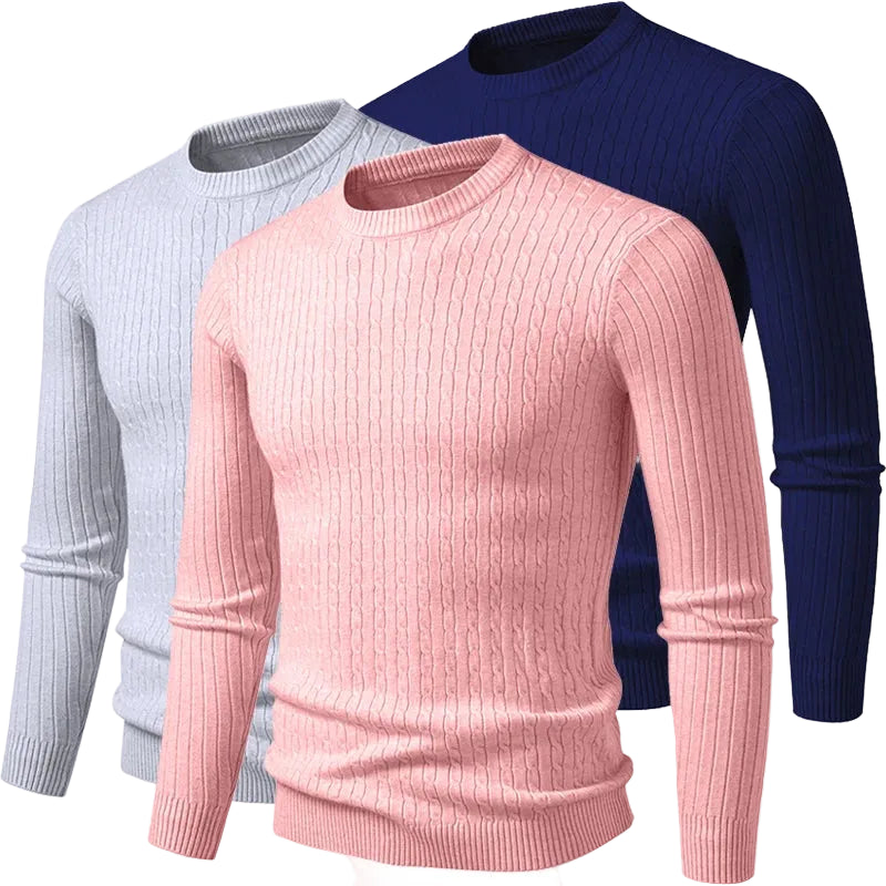 New Men's Crew-Neck Knit Sweater - Dressy or Casual (9 colors available)