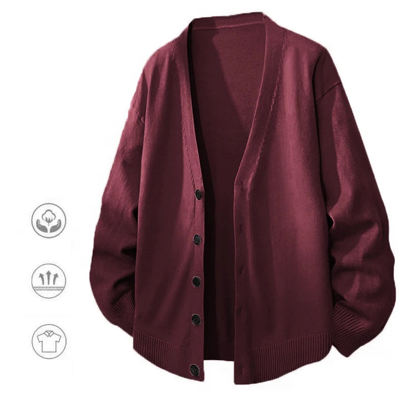Men's V-Neck Cardigan Sweater Button Up - Casual or Dressy (9 colors available)