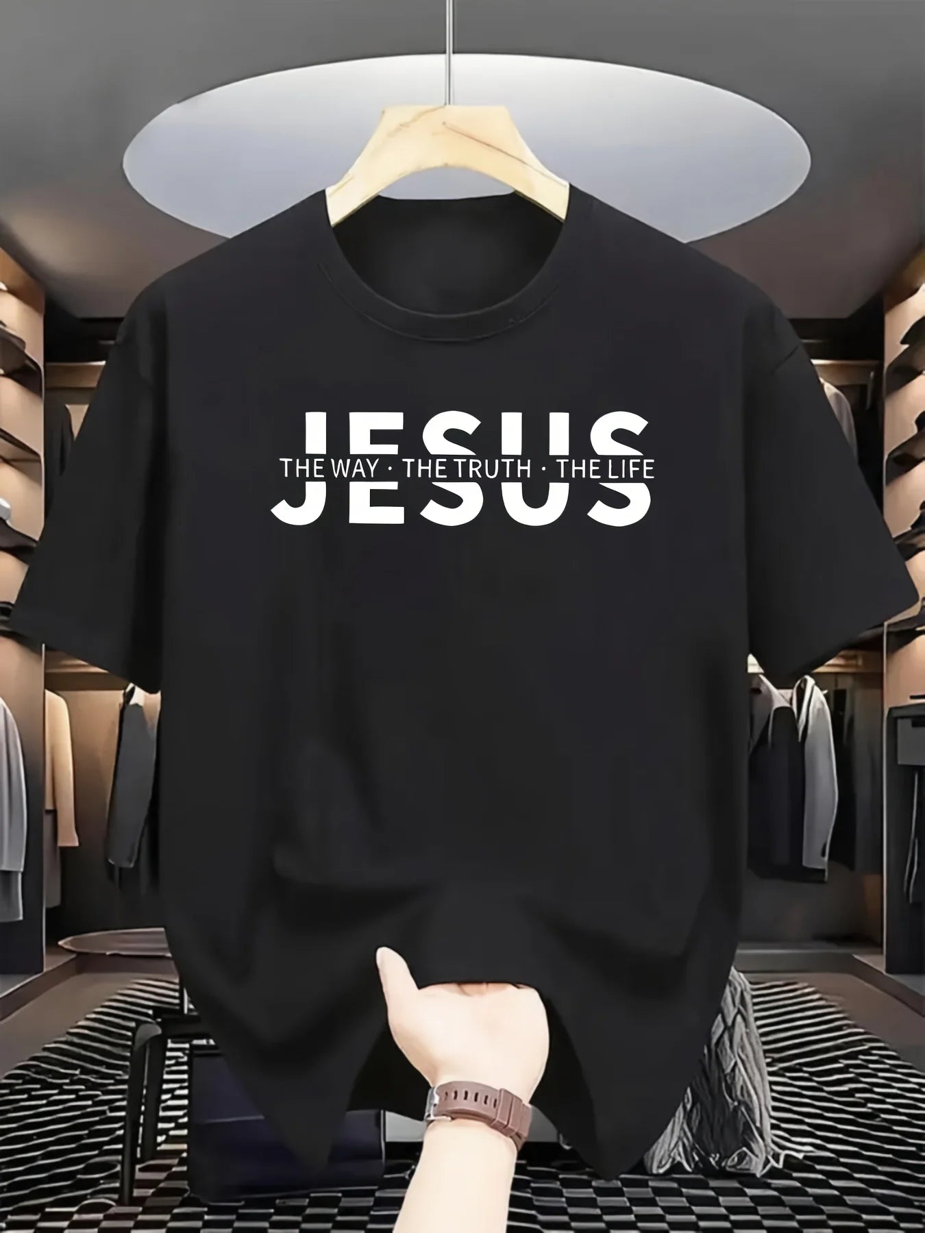 Casual Loose-Fit Inspirational Fashion Tee "Jesus-The Way-The Truth-The Life" (3 colors available)