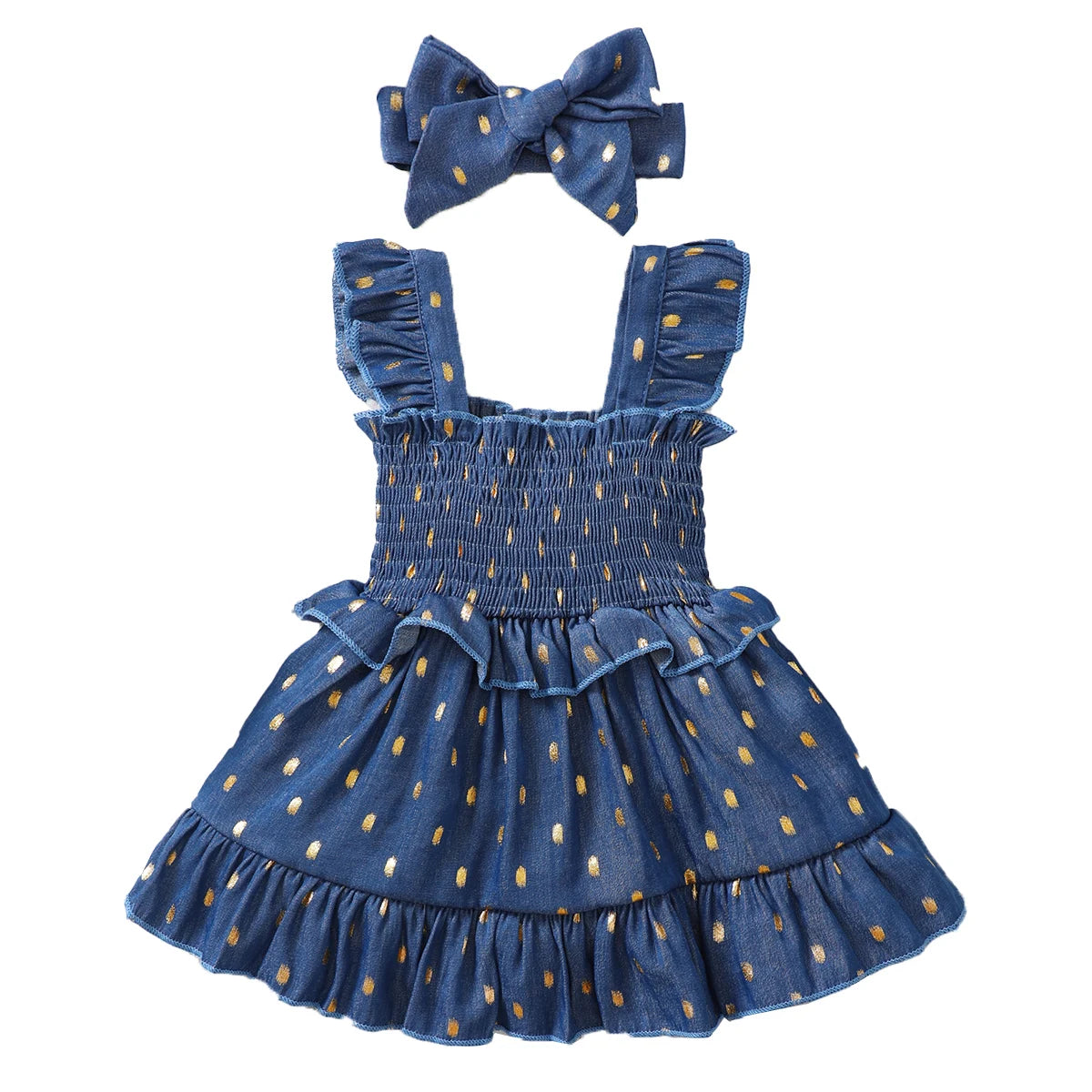 Infant/Toddler Girl Blue Dress w/Headband - 2pc Set (0 - 18mo)