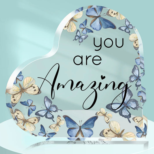 Keepsake Acrylic Heart-Shape Decor Plaque - "You Are Amazing"