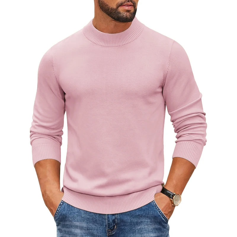 Men's Mock Style Turtleneck Pullover Sweater - Dressy or Casual (8 colors available)