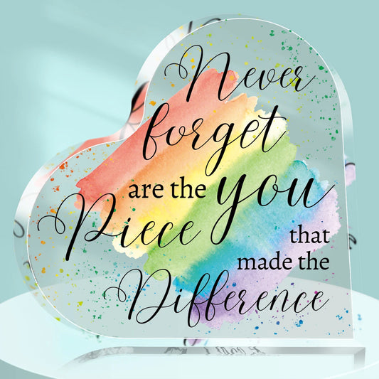 Keepsake Acrylic Heart-Shape Decor Plaque - "You...Made The Difference"