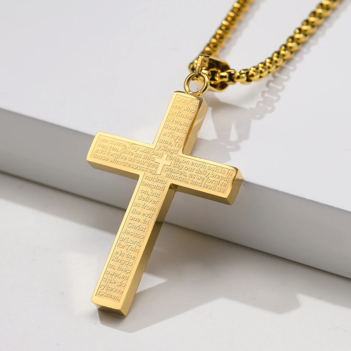 Religious Faith Bible Verse Cross Necklace Stainless Steel / Titanium Steel Pendant