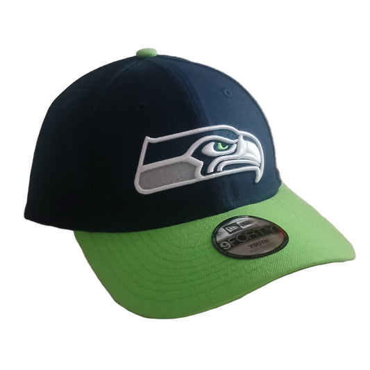 Seattle Seahawks NFL Navy / Neon Green "YOUTH" Sports Cap - Adjustable Velcro