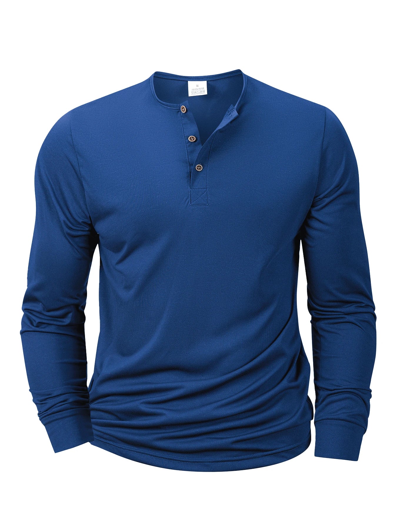 Mens Casual Long Sleeve Button Up V-Neck Shirt Comfortable Fit