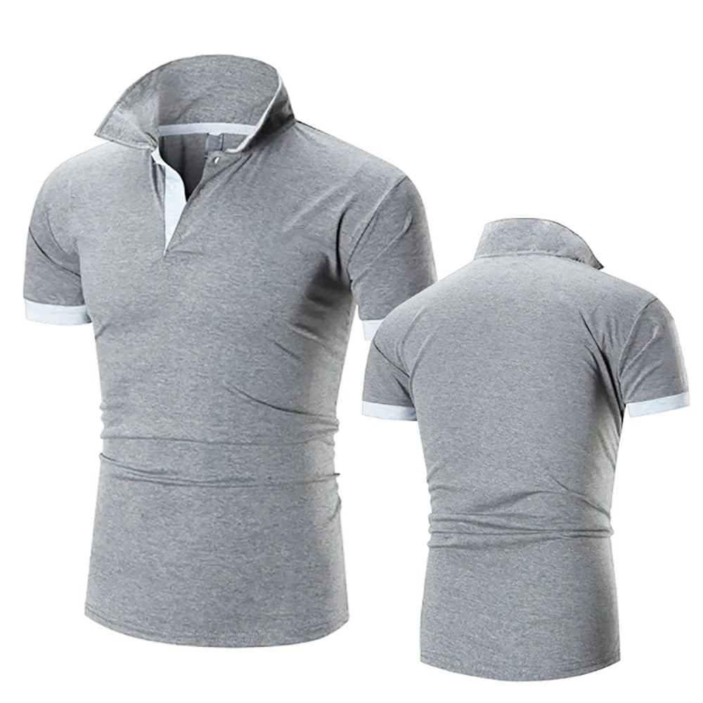 Polo Collar Shirt - Short-sleeved, Casual, Breathable