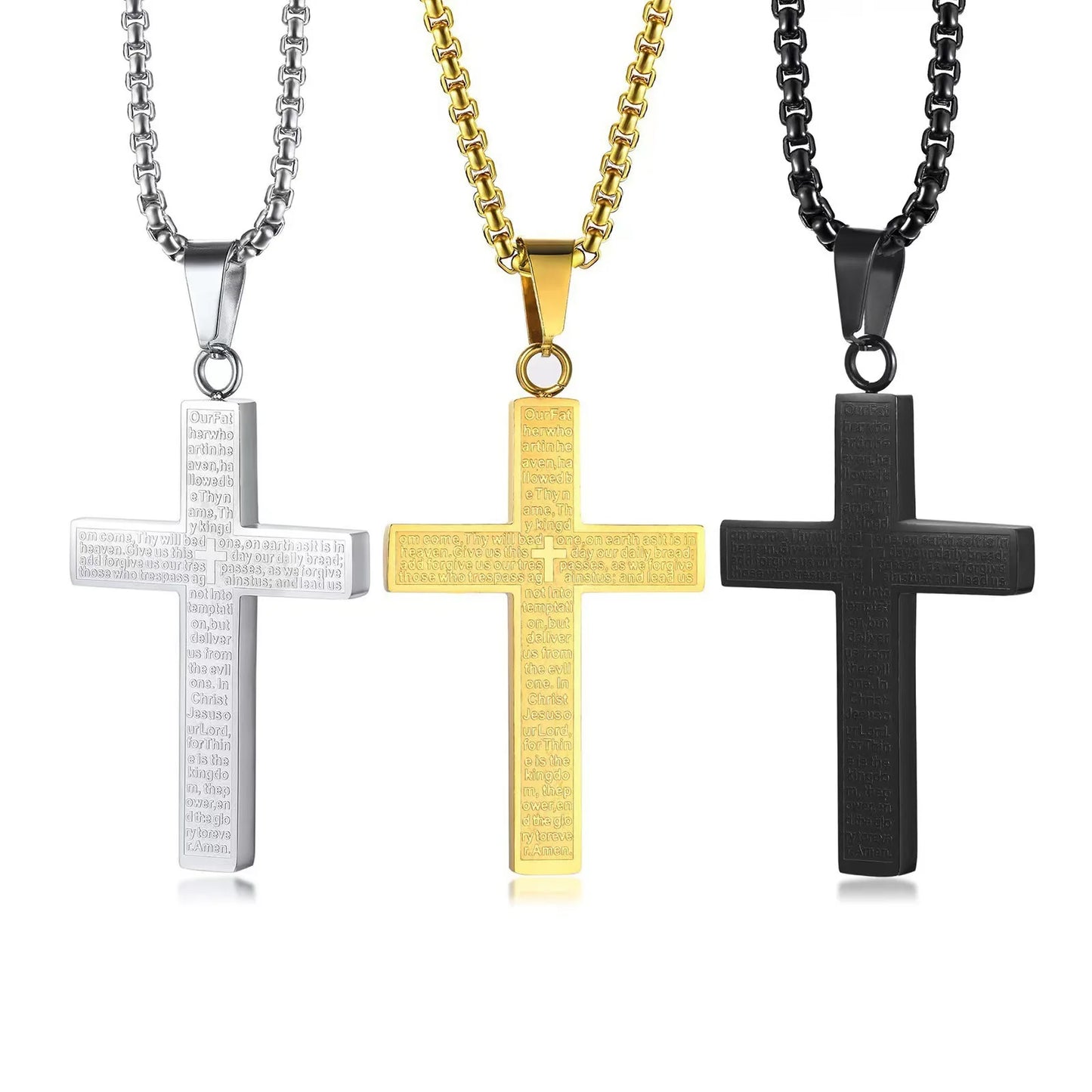 Religious Faith Bible Verse Cross Necklace Stainless Steel / Titanium Steel Pendant