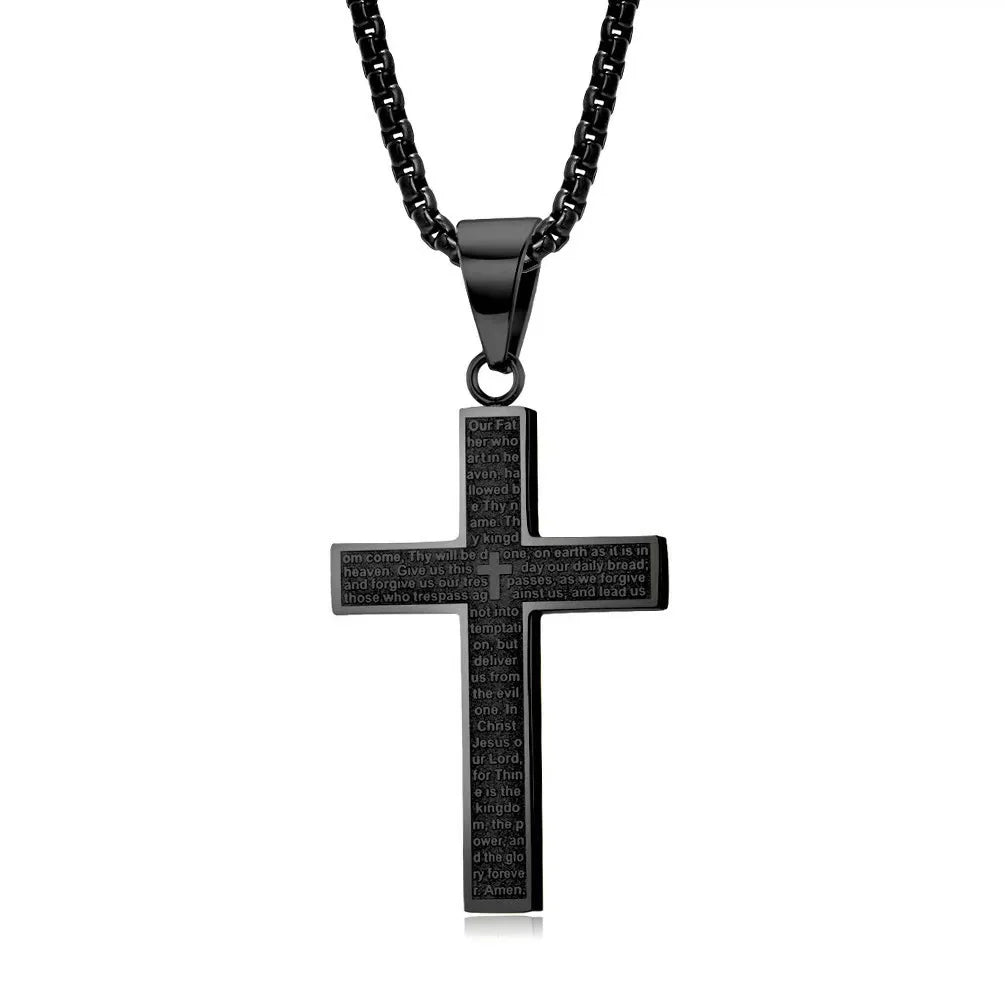 Religious Faith Bible Verse Cross Necklace Stainless Steel / Titanium Steel Pendant