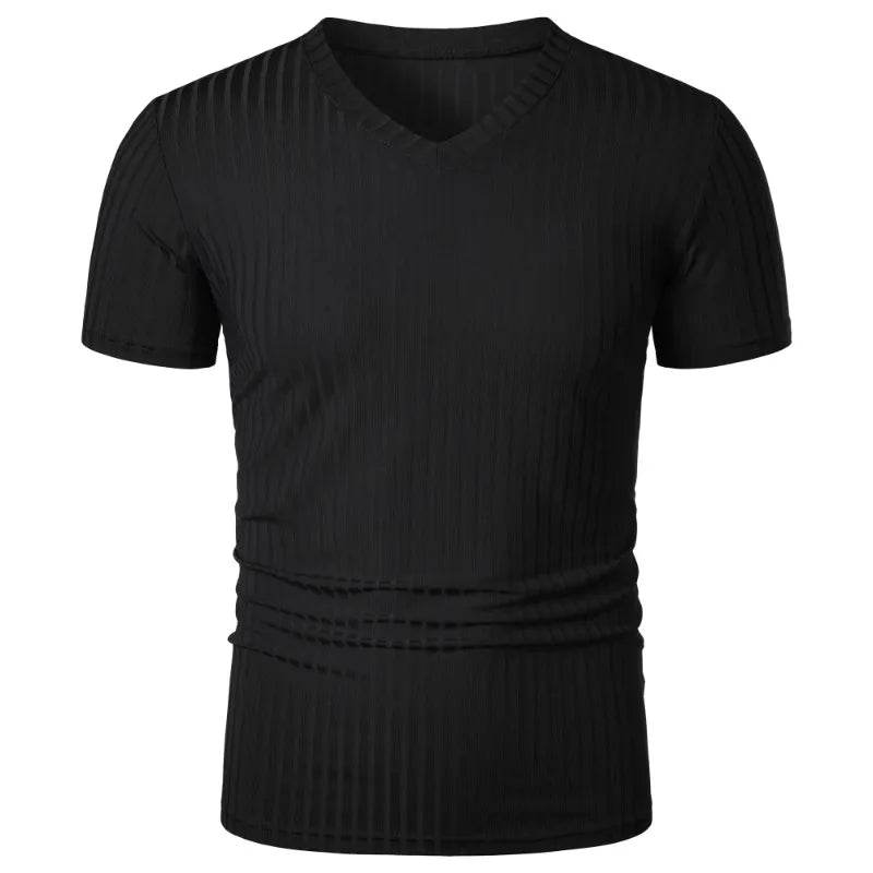 Men's V-Neck Top - Short Sleeve Stretch - Casual or Dressy (7 colors available)