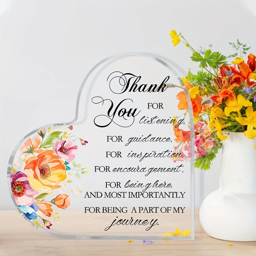 Keepsake Heart-Shaped Acrylic Decor - "Thank You...Journey"
