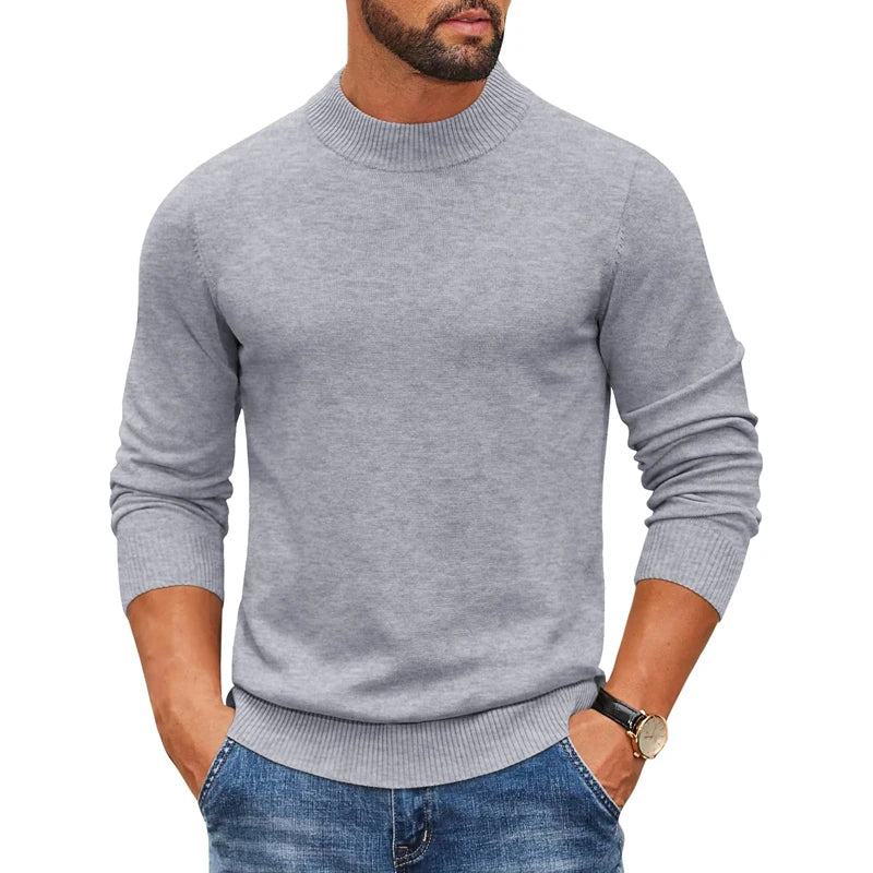 Men's Mock Style Turtleneck Pullover Sweater - Dressy or Casual (8 colors available)