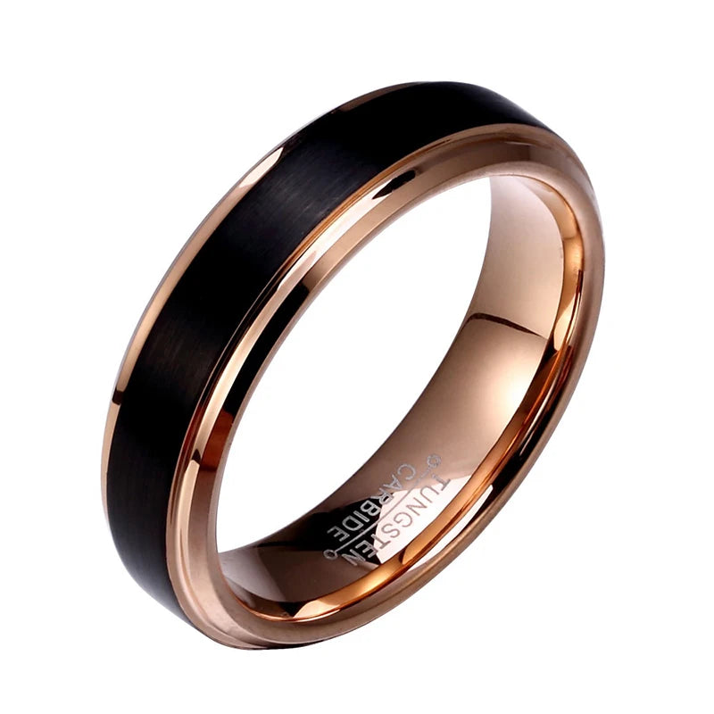Tungsten Classic Rose Gold and Black Satin Brushed Center