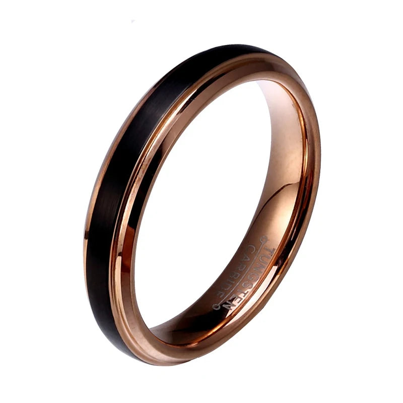 Tungsten Classic Rose Gold and Black Satin Brushed Center